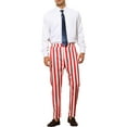 thumbnail image 2 of INSPIRE CHIC Striped Dress Pants for Men's Big & Tall Flat Front Business Trousers 34 Red White, 2 of 4