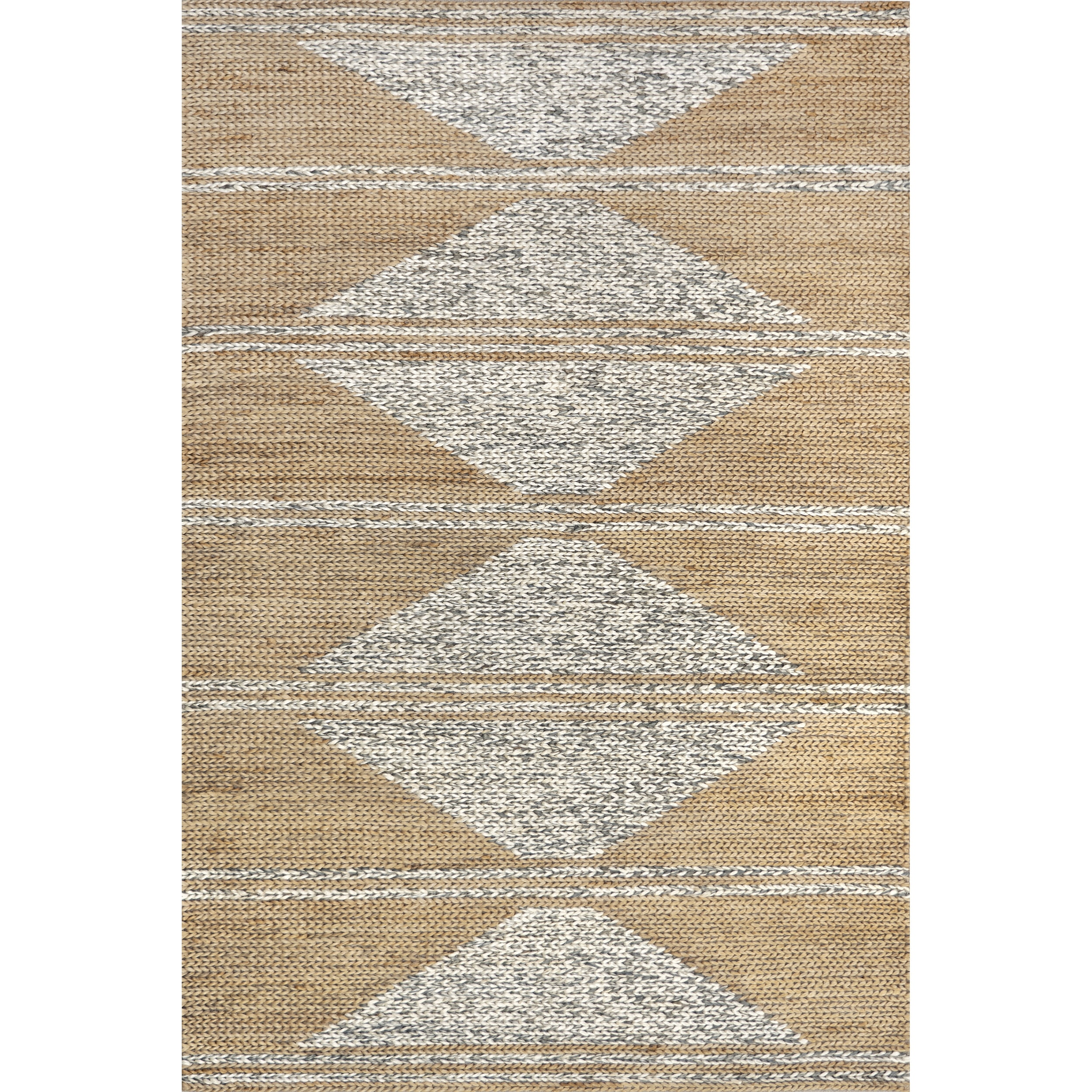 nuLOOM Akasha Faded Diamond Jute Blend Area Rug, 4' x 6', Natural