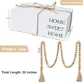 thumbnail image 4 of Decorative Books for Home Decor, White Faux Books for Decoration, Rustic Farmhouse Stacked Display Books with 52in Wood Bead Garland for Coffee Tables Living Room, (Home Sweet Home), 4 of 9