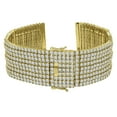 thumbnail image 4 of High Quality Micro Pave Simulated Diamonds Yellow Gold Tone Iced Out Jo Rodeo Custom Watch Bracelet Band 6.25'', 4 of 5