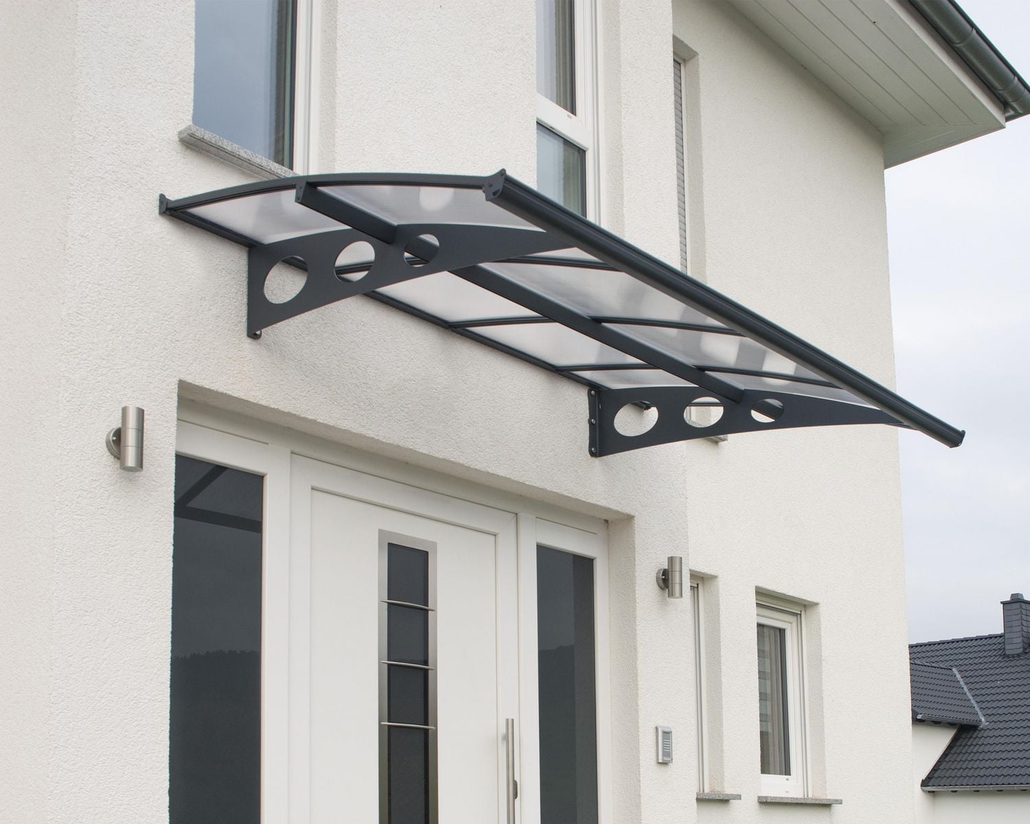 CANOPIA by PALRAM Herald 5 ft. x 7 ft. Door and Window Fixed Awning - Grey