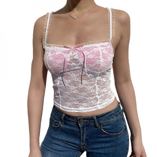 Sexyfree Women Lace Trimmed Top Spaghetti Strap Camisole Extender Extra Long Tank Top 