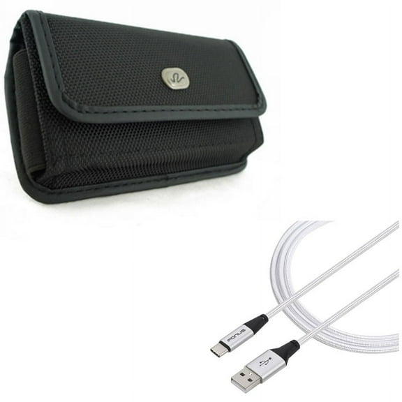 Holster Rugged Case Belt Clip w Charger Cord Type-C 10ft USB Cable J6A for Samsung Galaxy S10e - Sony Xperia XA1