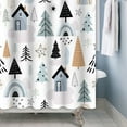 thumbnail image 5 of Cartoon Christmas Shower Curtain Nordic Style House Pine Tree Rainbow Pattern Home Decor Waterproof Bathroom Curtains With Hooks, 5 of 5