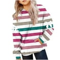 thumbnail image 2 of Girl Oversized Hoodie Shirts Striped Pullover Tops Casual Long Sleeve Hooded Sweatshirts with Pocket New Casual Basic Sweatshirt Pinks 130, 2 of 5