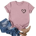 thumbnail image 3 of LUOGENLI T-shirts pour Femme pour Femmes T-Shirt Uni à Col Rond Cœur d'Amour Double Imprimé à Manches Courtes T-Shirt Haut T-shirts pour Femmes T-Shirt Graphique Vêtements d'Été S, 3 of 4