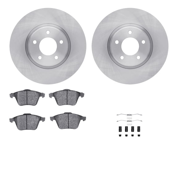 Dynamic Friction Company Front Brake Rotors with 5000 Euro Ceramic Brake Pads includes Hardware 6612-80019