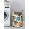 thumbnail image 3 of Abstract Laundry Bag, Paisley Inspired Mandala Built-in Method Stencil Rose and Vortex Lines, Hamper Basket with Handles Drawstring Closure for Laundromats, 13" x 19", Multicolor, by Ambesonne, 3 of 4