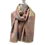 Womens Beige and Purple Modal scarves with Elegant Floral Prints Summer Spring Accessory for Outdoor Events Casual Events