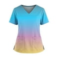 thumbnail image 3 of Womens Gradient Color Vneck Scrub Tops Short Sleeve Work Scrubs Summer Fall Shirts 2026 Trendy, #03 Light Blue, XXL, 3 of 6