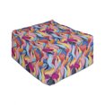 thumbnail image 1 of Colorful Rectangle Pouf, Abstract Graphic Pattern of Unusual Ornamental Waves Flow Continuity Creativity, Under Desk Foot Stool for Living Room Office Ottoman with Cover, 25", Multicolor, by Ambesonne, 1 of 4