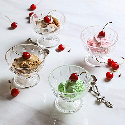 Small Dessert Set Ice Cream Fruit Bowl Dublin Taster Spoon Clear Cocktail Glass 