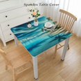 thumbnail image 2 of HAOXIT Oval Fitted Tablecloths, Tropical Palms Trees and Pattern Print Elastic Edged Table Cover, Decorative Indoor/Outdoor Fitted Table Cloth, Fits Tables White, 2 of 7