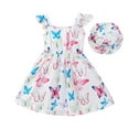 thumbnail image 2 of Delliss Baby Girls Sleeveless Sundress Summer Toddler Butterfly Print Flutter Sleeve Playwear Beach Sundress, 2 of 7