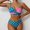#014-Green, variant on Women's Two-Piece Bikini Swimsuit with Hard Cups, Underwire, Padded, Color Block, High-Waisted for Sports Swimming and Beach