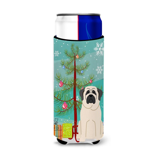 Caroline's Treasures BB4142MUK Merry Christmas Tree Mastiff White Michelob Ultra Hugger para latas delgadas, multicolor Caroline's Treasures BB4142MUK