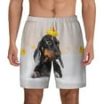 thumbnail image 2 of Picia Dachshund Sitting in Bathtub pattern Mens Swim Trunks with Compression Liner Stretch Beach Shorts Quick Dry with Zipper Pockets No-Chafing Board Shorts-Small, 2 of 9