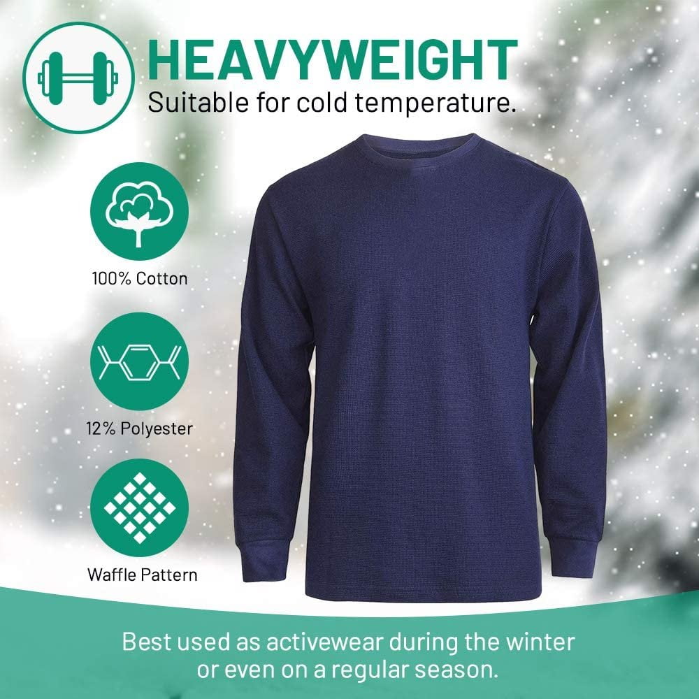 JMR Men's Heavy Weight Long Sleeve Waffle Thermal Shirt Crew