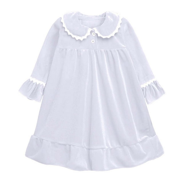 XASZHN Robe de Bain à Manches Longues en Velours pour Filles, Robe de Princesse pour Enfants Vêtements de Bébé Blanc 3-4 Ans