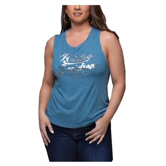 Harley-Davidson Women's Bolt Swirl Sleeveless Tank Top - Heather Stone Retro Graphic