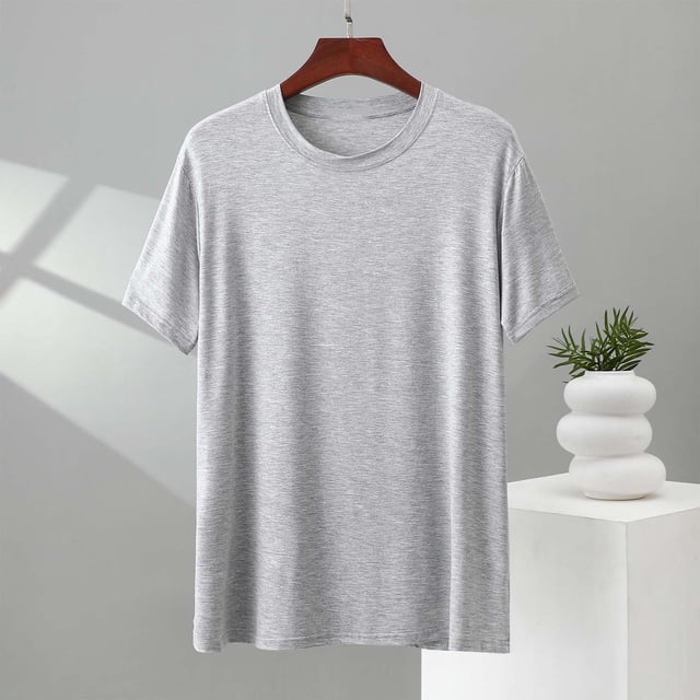Kalauyu T-Shirts d'Entraînement pour Hommes Dry Fit Athlétiques à Manches Courtes T-Shirts Col Rond Modal Coton Évacuation de l'Humidité Gym Course Performance T-Shirt