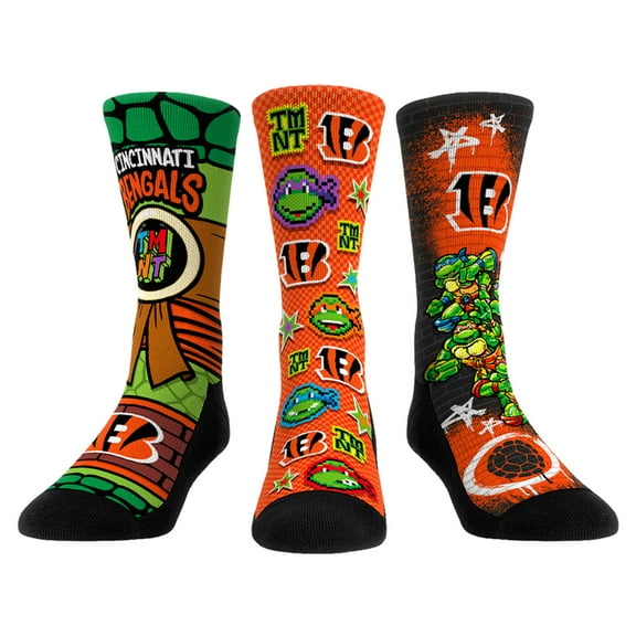Unisex Rock Em Socks  Orange Cincinnati Bengals TMNT Three-Pack Crew Sock Set