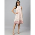 thumbnail image 4 of Janasya Indian Women's Peach Dobby Georgette Floral Flared Western Dress, 4 of 8