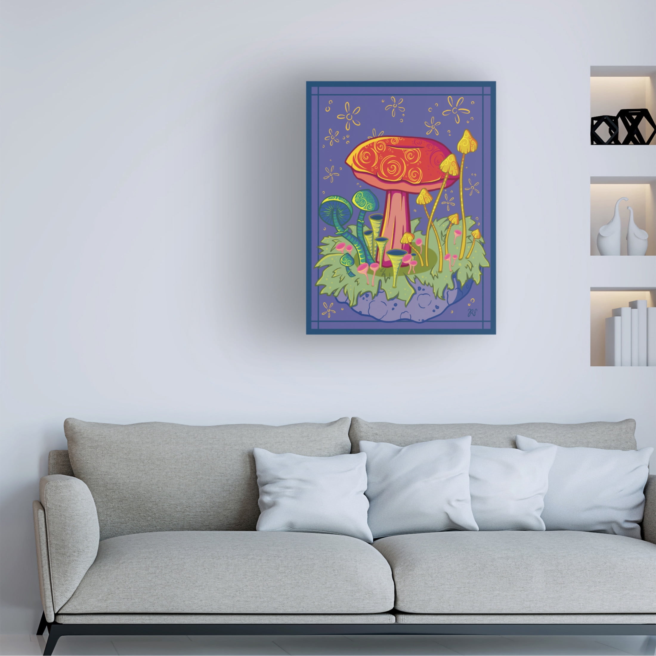 Canvas Wall Art - Rachel Feirman 'Mushroom Kingdom' Wall Art for Living Room, Bedroom, or Office Décor by Trademark Fine Art - 24 x 32 Inches