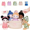 thumbnail image 1 of Juego de muñecas de peluche OUOZZZ Soft Baby Dolls de 22 cm con cesta, 5 unidades, 1 of 7