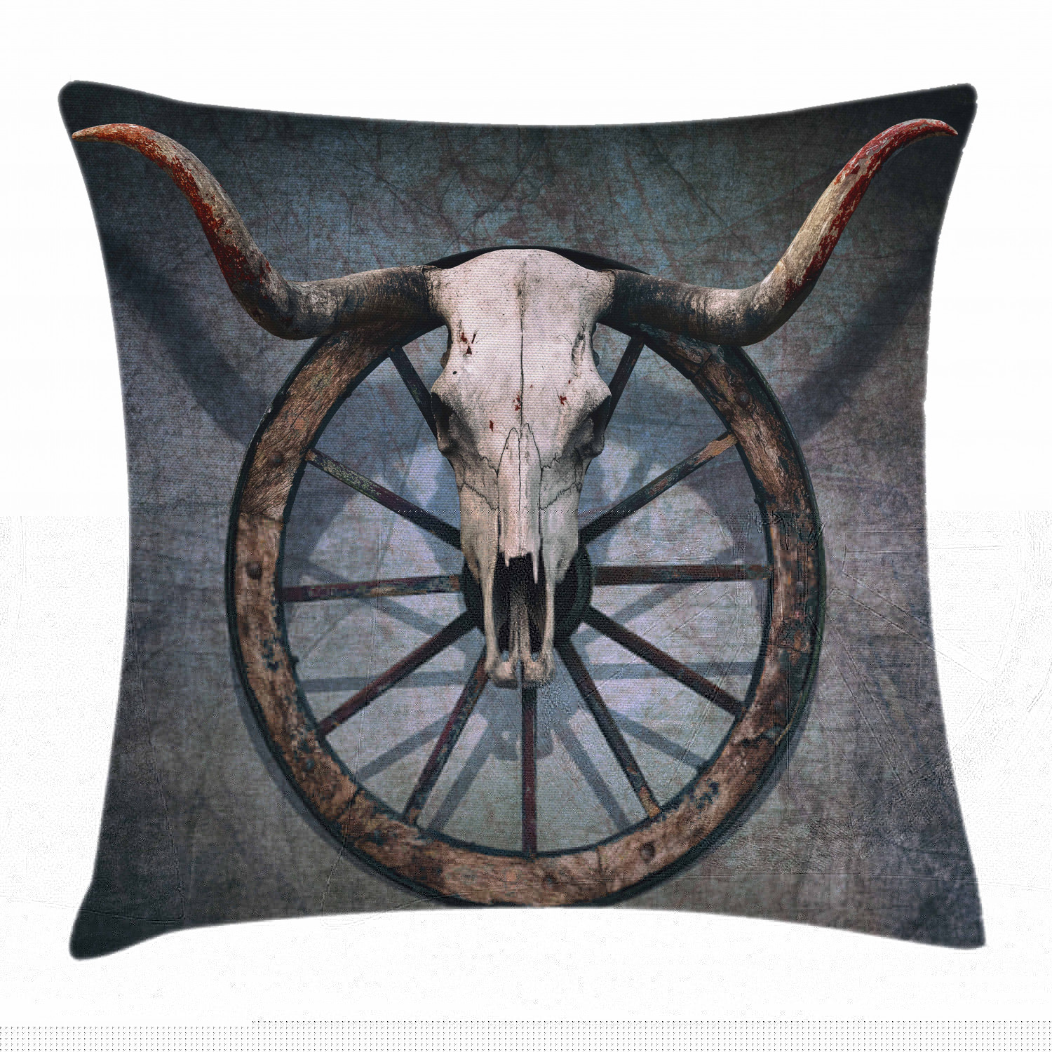 Barn Wood Wagon Wheel Throw Pillow Cushion Cover, Wild West Themed