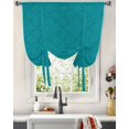 thumbnail image 3 of Bluish Green Rhombus Plaid Tie Up Curtains for Kitchen Bathroom Bedroom Windows 63 Inch Length, Classic Modern Geometric Abstract Art Balloon Drape Curtains Shade Rod Pocket Curtain Panel, 52"x63", 3 of 7