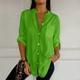 thumbnail image 4 of BYHONG Long Sleeve Shirts for Women Plus Button Down Shirts Plaid Shackets Business Casual Blouse Top Green XXXL, 4 of 5