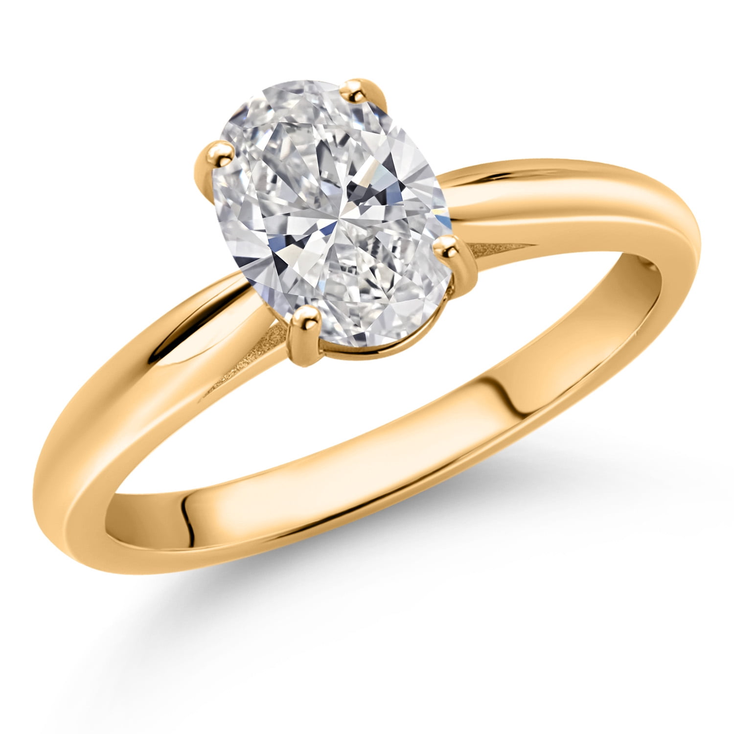 Gem Stone King Lab Grown Diamond Solitaire Engagement Ring for Women | 10K Yellow Gold | IGI Certified  | F-G Color | VS Clarity | Wedding Engagement Anniversary Promise Ring for Women | 1.5 Ct