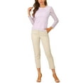 thumbnail image 3 of INSPIRE CHIC Women's Lace Top Long Sleeve Ruffled Neck Peplum Hem Floral Dressy Blouse S Gray Pink, 3 of 8