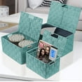 thumbnail image 4 of Weave Stackable Basket Set, 3 Pieces - Aqua, 4 of 7