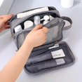 thumbnail image 4 of Travel Toiletry Wash Bag Dry & Wet Separation Gym Shaving Organiser Bag with 3 Compartments (Grey), 4 of 5