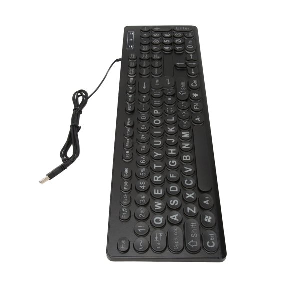 USB Keyboard, Backlit Easy  104 Key Large Print Comfortable Touch Business Wired Keyboard  for Internet Bar for Visually Impaired for Household
