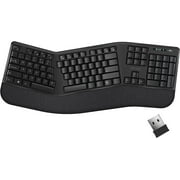 Delton KB200 Wireless Ergonomic Keyboard with Wrist Rest, Quiet Keys, Compatible for Laptop/PC/Tablets/Smartphone - Black