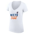 thumbnail image 2 of Women's G-III 4Her by Carl Banks  White New York Mets Team Graphic V-Neck Fitted T-Shirt, 2 of 3
