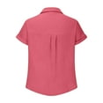 thumbnail image 6 of Coorders Womens Tops Clearance under $10, V Neck Collared Button Down Shorts Sleeve Shirts, #1-Hot PinkSize, XXL, 6 of 6
