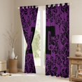 thumbnail image 3 of Homewish Purple Monogrammed T Black Out Curtains for Adult, Retro Boho Mandala Curtains Pack of 2 (42x63 Each), Tribal Damask Flower Bedroom Curtains, Blackout Curtains Bedroom Decor, 3 of 6