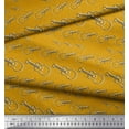 thumbnail image 2 of Soimoi Gold polyester Crepe Fabric Sketch Guitar Musical Instrument Print Fabric by the Yard 42 Inch Wide, 2 of 3