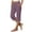 Purple, variant on Vivianyo HD Women's Summer Solid Line Capri Pants, Elastic Waist Button Detail Hem Pull On Capris for Women with Side Pocket, Women's Dark Blue, Sizes S-5XL