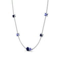 thumbnail image 4 of TriJewels 0.61 ctw Blue Sapphire and Tanzanite Women Station Necklace in 10K White Gold, 4 of 5