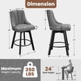 thumbnail image 2 of LainTene 24" Counter Height Swivel Bar Stools Set of 2, Fabric Upholstered Counter Barstools with Solid Wood Legs and Backs for Kitchen Island, Home Bar, 2 of 8