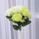 thumbnail image 4 of Ramo de rosas artificiales de seda con 10 flores realistas para decoración de bodas, cumpleaños y fiestas (blanco y verde claro), 4 of 7