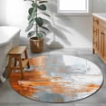 thumbnail image 4 of Abstract Orange Grey Round Area Rug 4 FT, Non Slip Indoor Outdoor Rug, Modern Minimalist Street Art Washable Soft Circular Carpet Non-Shedding Floor Mat for Coffee Table Nursery Foyer Balcony, 4 of 8