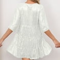 thumbnail image 4 of Jinhomg Sequin Dress for Women Plus Size Half Sleeve Sparkly Glitter Dress Flowy Swing Midi Club Cocktail Party Dresses Summer Tiered Club Night Outfits White S, 4 of 10