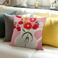 thumbnail image 3 of BANET Pink Embroidered Throw Pillow Covers, Farmhouse Decorative Square Accent Cushion Covers, Lumbar Pillow for Outdoor Car Home Decor Art 18x18in, 3 of 5