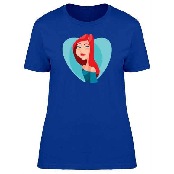 Adorable Red Hair Woman Doodle T-Shirt Women -Image by Shutterstock, Female XX-Large